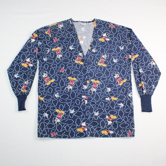 Disney Tops - Disney Mickey Mouse Birds Clouds Scrub Jacket
